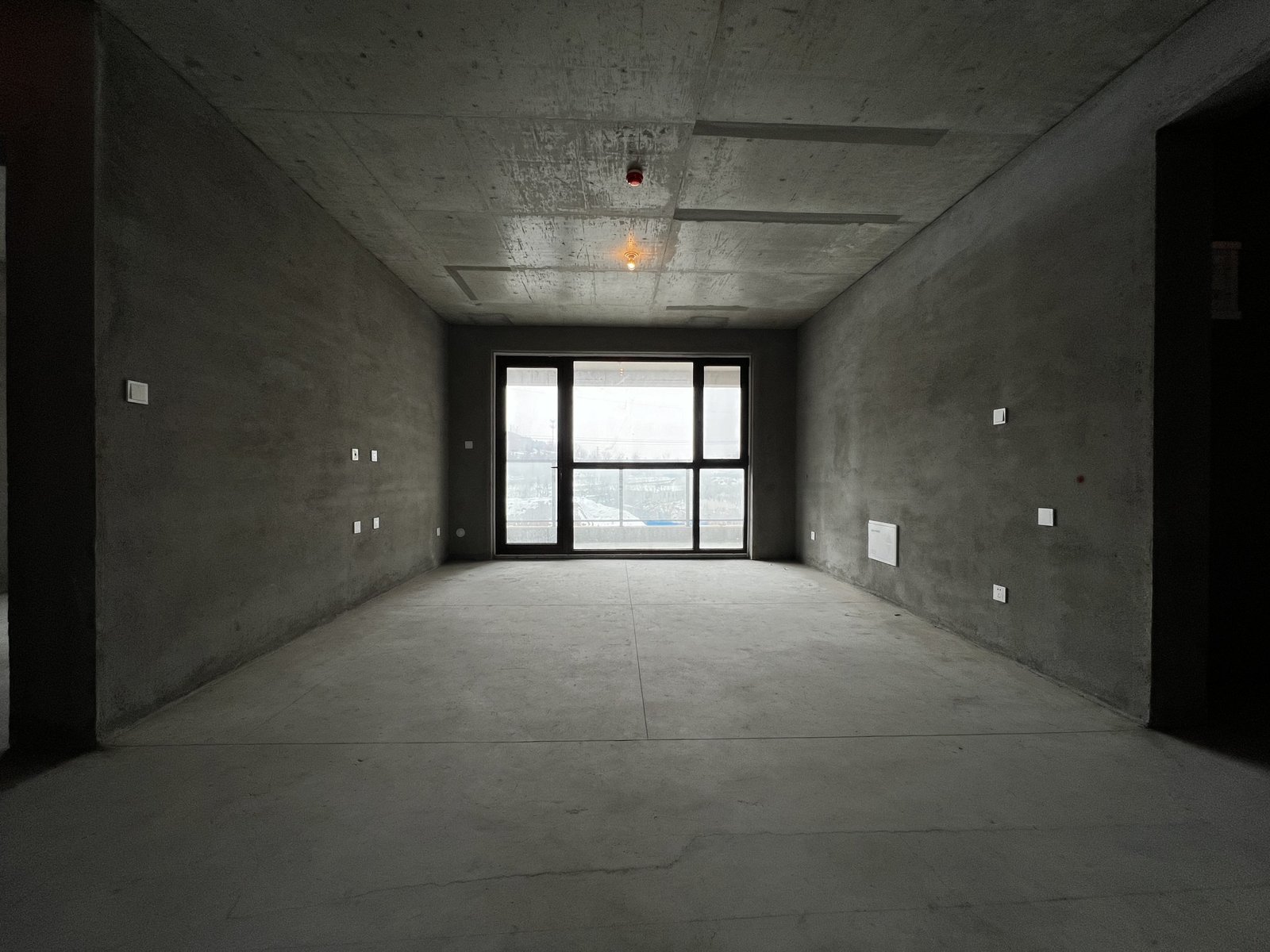 Bare-shell living area before interior construction