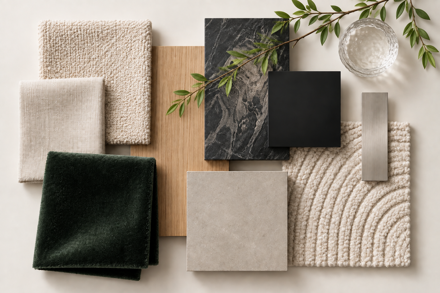 Material and colour palette for a calm contemporary family home