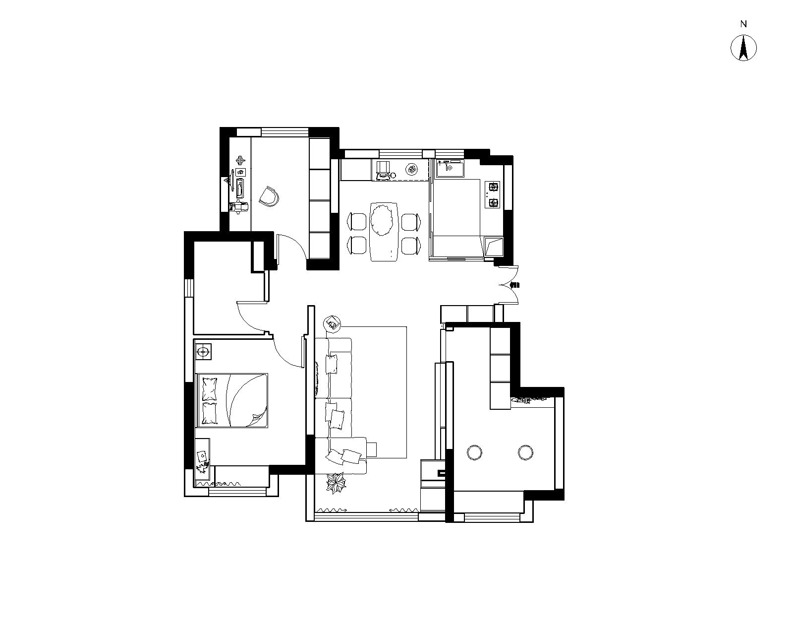 Proposed floor plan for the refined-apartment transformation
