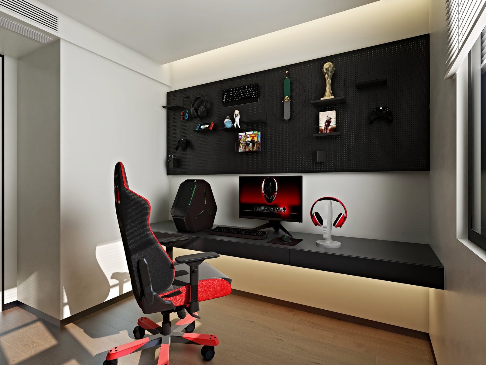 Integrated gaming and wardrobe room design visualisation