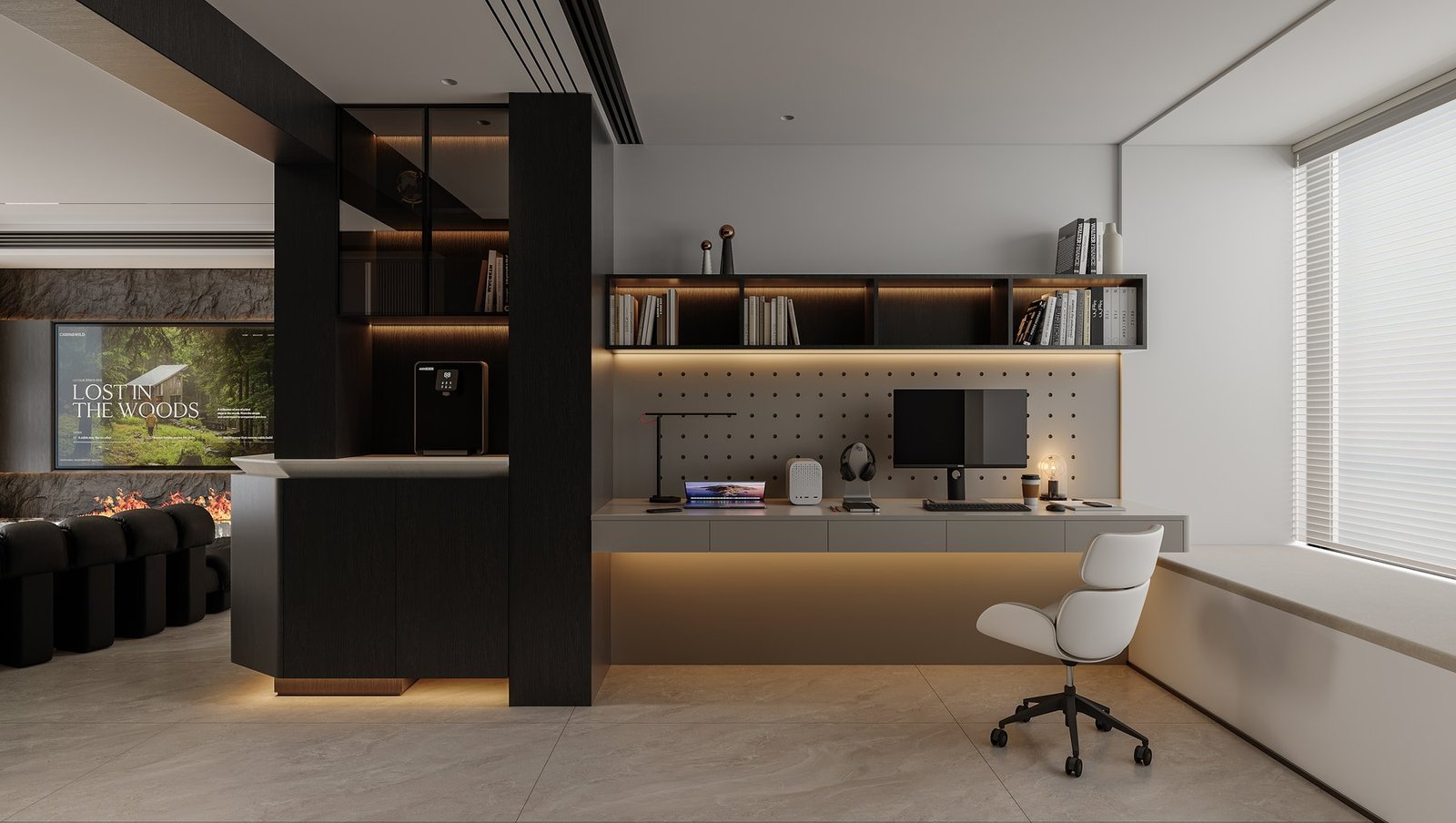 Flexible gaming room and guest bedroom design visualisation