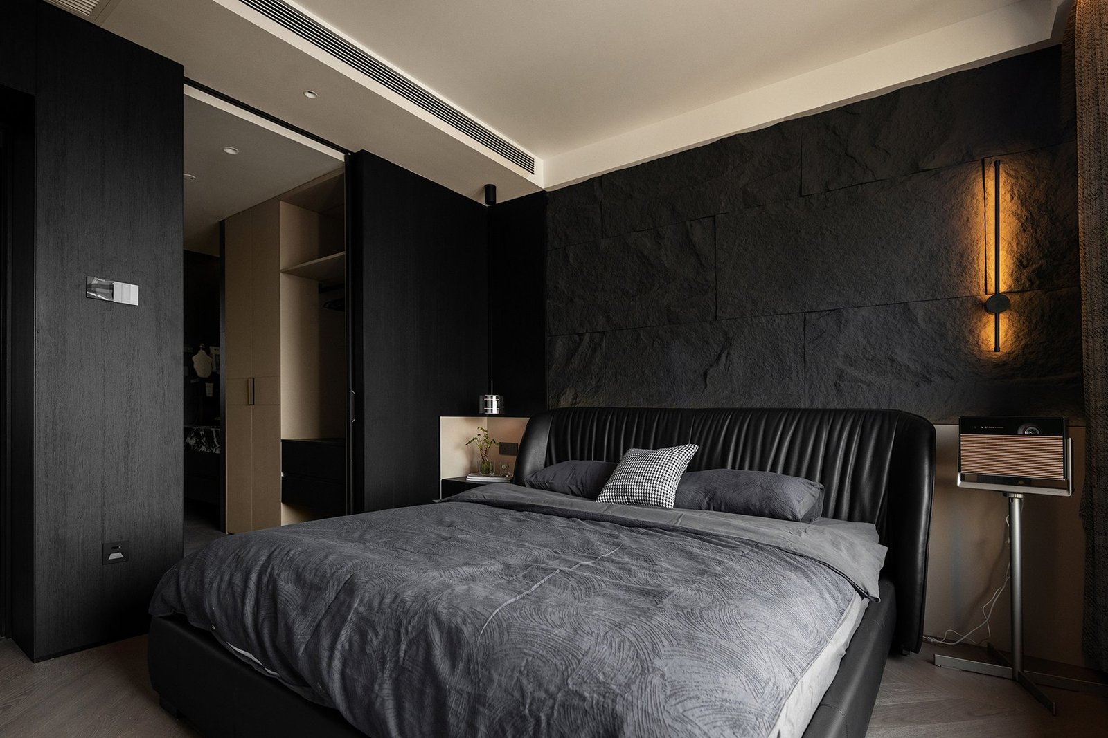 Wide view of the completed primary bedroom